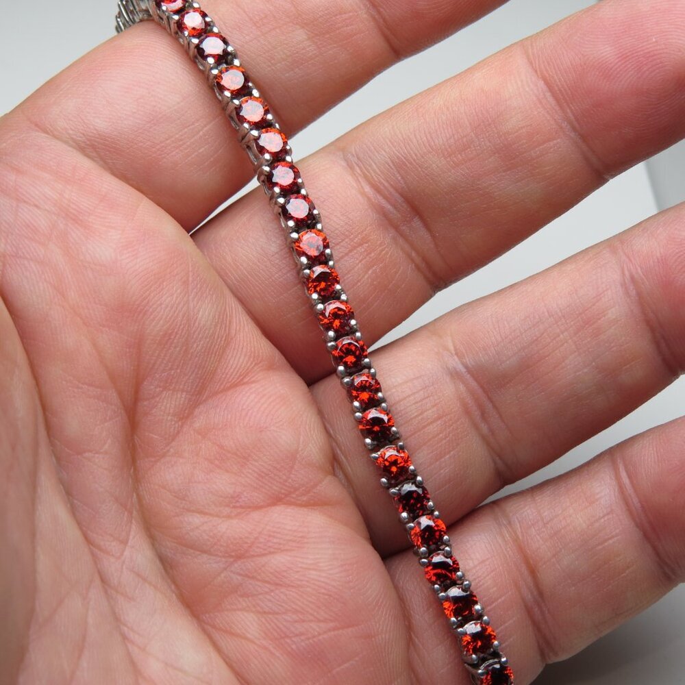 *925 Sterling Silver Garnet Bracelet